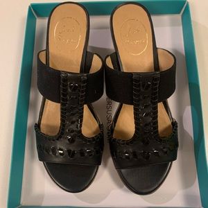New In Box Jack Rogers Wedge Black Sandals US 8.5